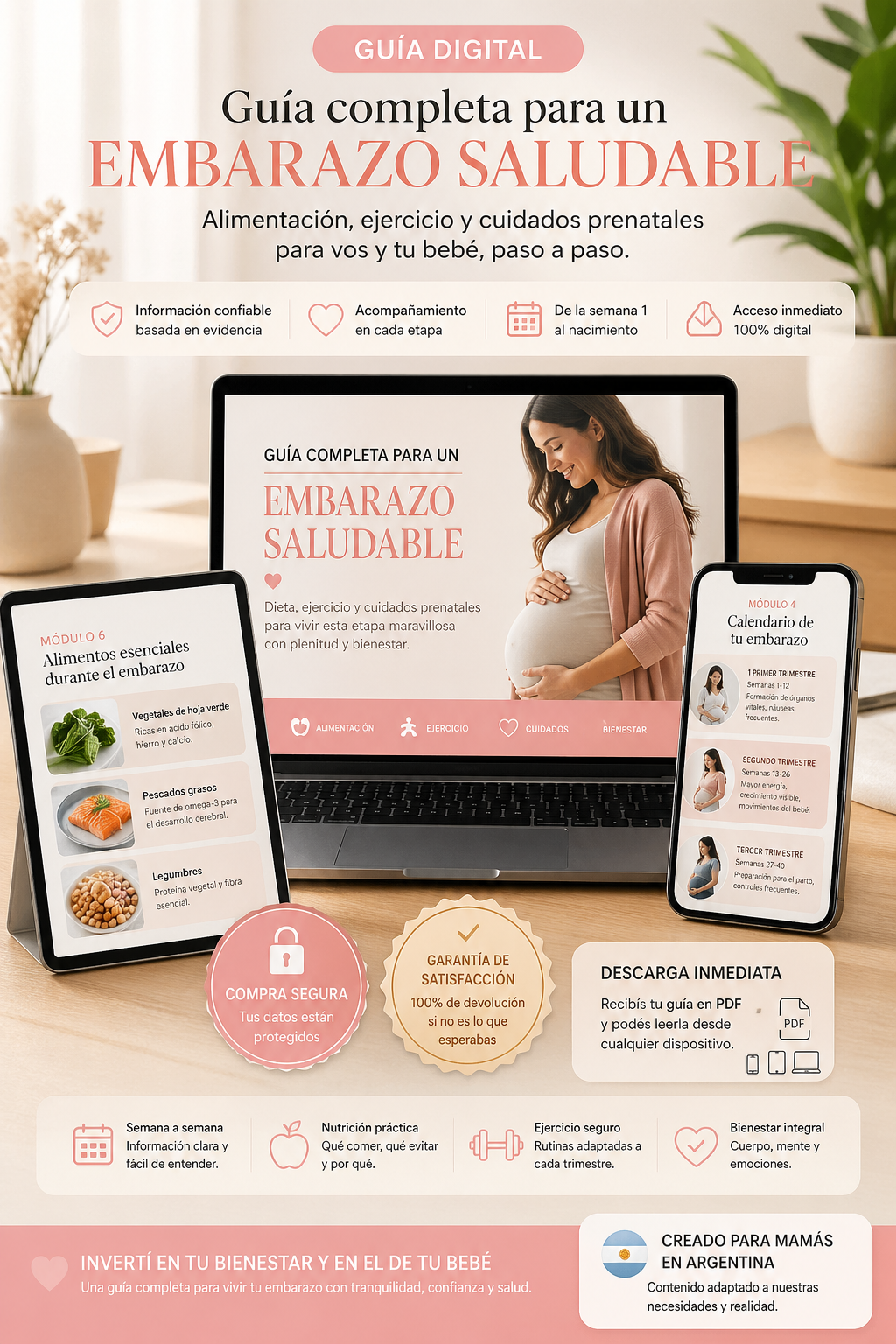 Embarazo Saludable,guía completa: Alimentación, Ejercicio y Cuidados Paso a Paso